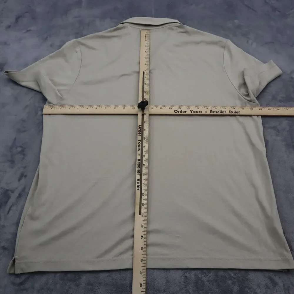Perry Ellis Shirt Mens XL Beige Sandbar Short Sleeve Quarter Button Collared Top
